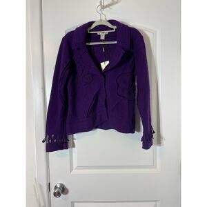Nikki Valenti Wool Blazer Phoebe Friends Purple Floral Boho Cottagecore NWT